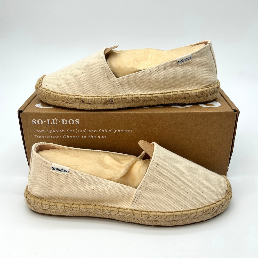 Womens Espadrilles Soludos The Dali Size 6-6.5 Natural Undyed Canvas Flats NEW